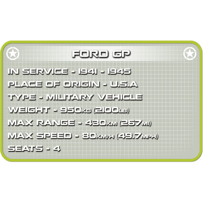 Cobi 2400 Ford GP fiche technique