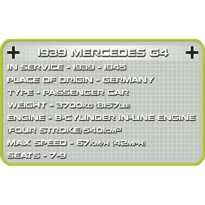 Cobi 2409 Mercedes G4 1939 fiche technique
