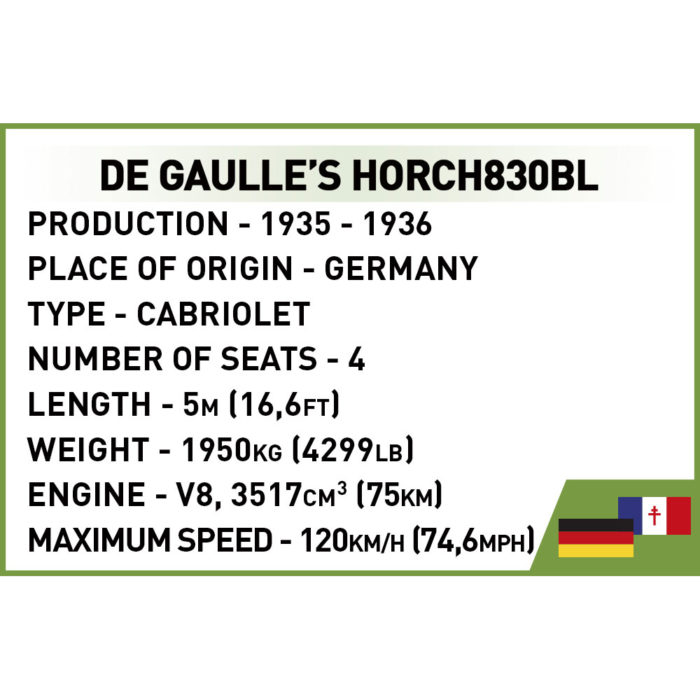 Cobi 2261 Horch 830Bl 1936 "De Gaulle" fiche technique
