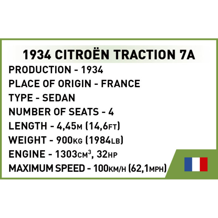 Cobi 2263 Citroen Traction avant 7A fiche technique