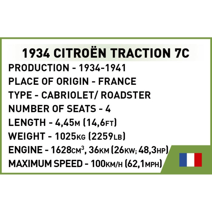 Cobi 2264 Citroen Traction avant 7C fiche technique